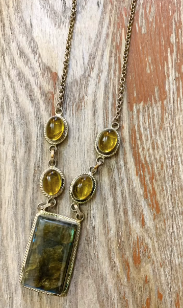 Amber & Labradorite Necklace