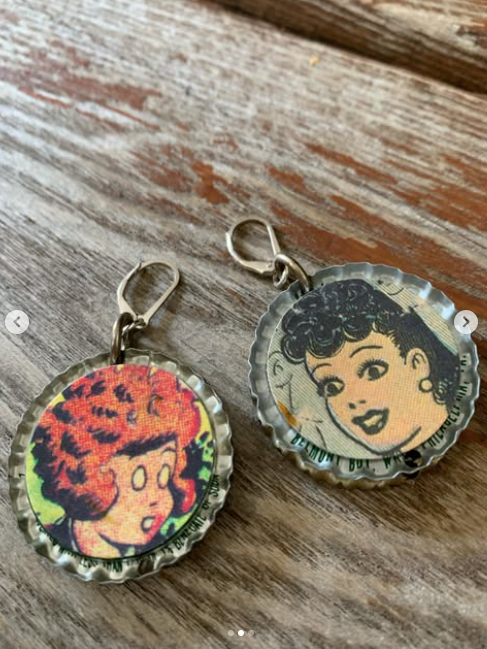 Bottle Cap Earrings — Comic Girls