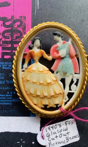 1940s–50s Celluloid Cut-Out Brooch